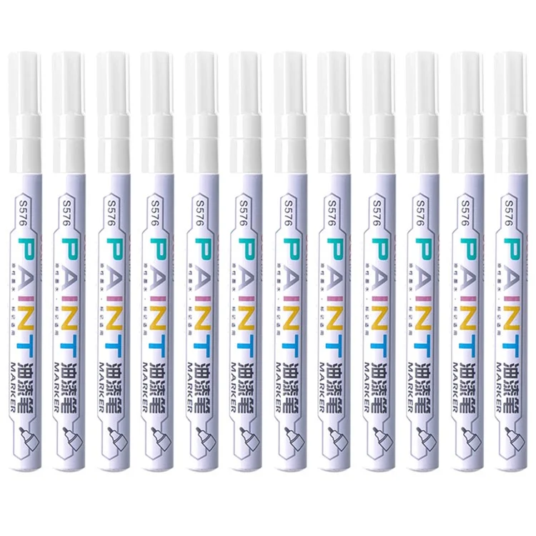 DELI S576 12Pcs / Pack Paint Pens for Artistic Drawing, DIY Crafting, Coloring, Note-Taking Marker Pen - White
