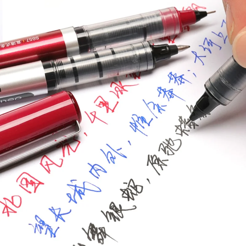 DELI S656 12-Pack Roller Ball Pens 0.5mm Liquid Ink Writing Pen for Students - Blue