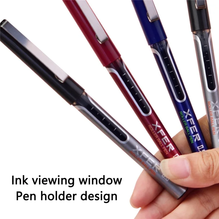 DELI S657 Rollerball Pen 12Pcs 0.5mm Liquid Ink Rollerball Ballpoint Pens for Writing - Black