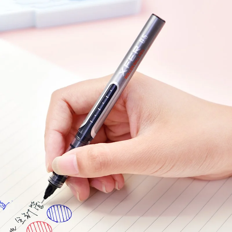 DELI S657 Rollerball Pen 12Pcs 0.5mm Liquid Ink Rollerball Ballpoint Pens for Writing - Blue