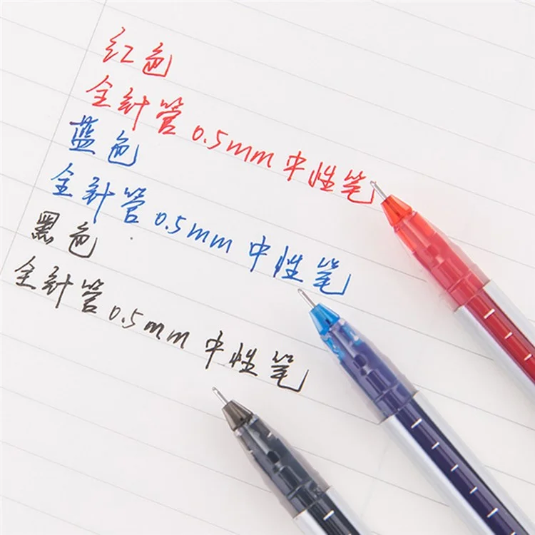 DELI A116 12Pcs Writing Neutral Pen Large Capacity Needle Pen 0.5mm Carbon Water Pen - Negro