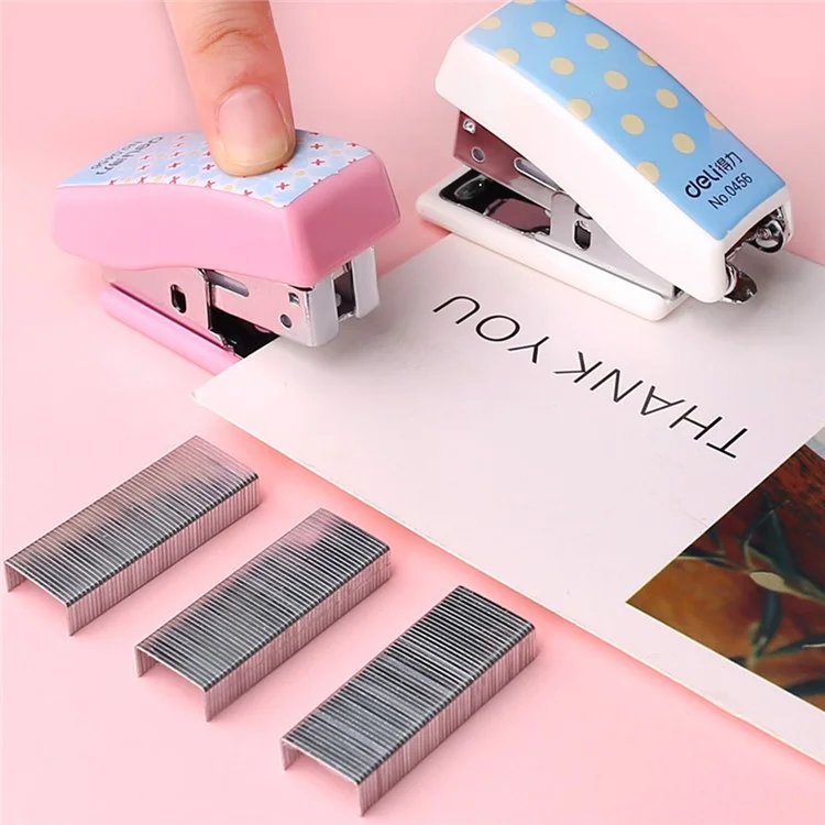 Ensemble de mini-agrafeuses DELI 0456, machine de reliure portable pour papier, couleur aléatoire
