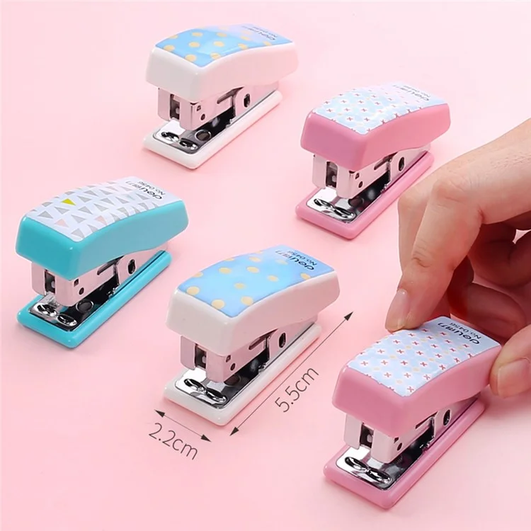 DELI 0456 Mini Stapler Set Portable Paper Binding Machine, Random Color