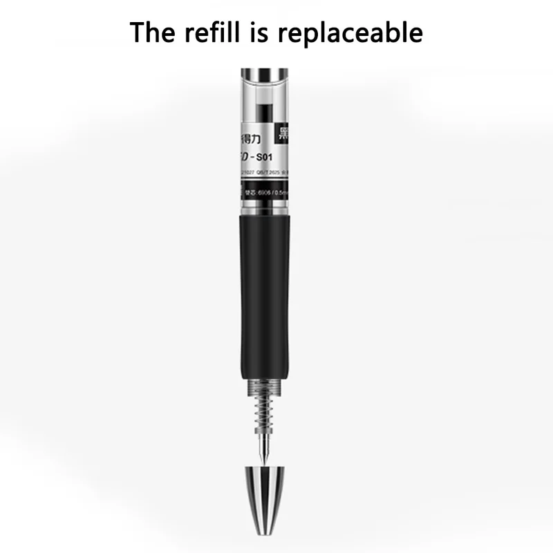 DELI S01 12Pcs Gel Pens Press Type Retractable Smooth Writing 0.5mm Gel Pen - Red