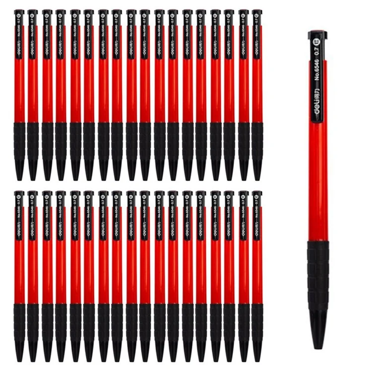 DELI 6546 36-Pack Ball Point Pens 0.7mm Bullet Tip Pen with Pen Clip for Students, Business Office - Red