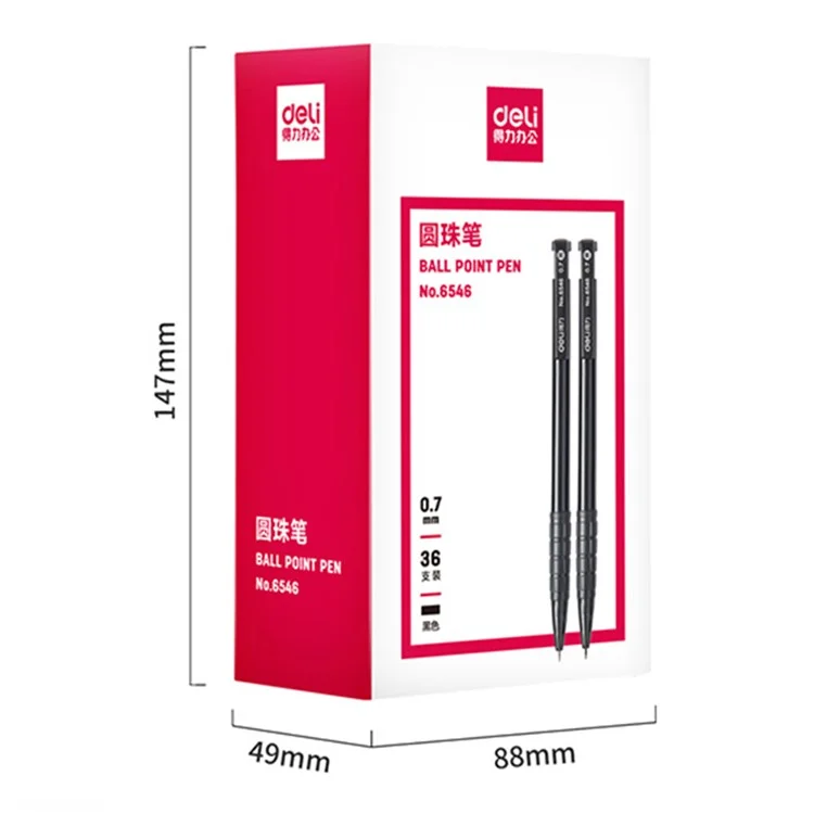 DELI 6546 36-Pack Ball Point Pens 0.7mm Bullet Tip Pen with Pen Clip for Students, Business Office - Red