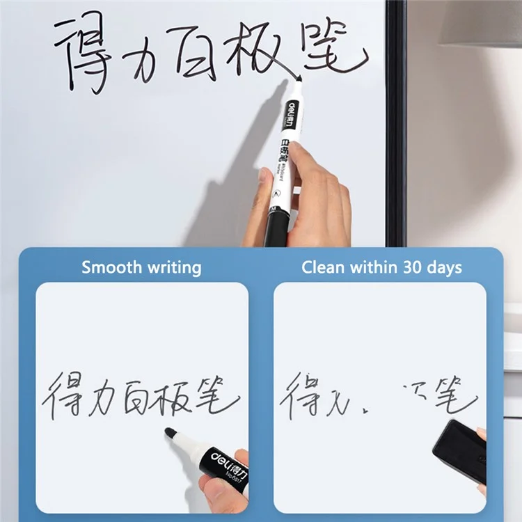 DELI 6817 10-Pack Whiteboard Pens Water-Based 1.8mm Tip Erasable Markers for Writing - Red