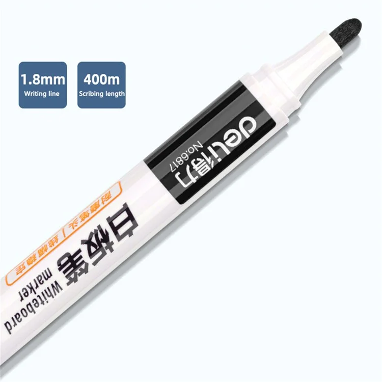 DELI 6817 10-Pack Whiteboard Pens Water-Based 1.8mm Tip Erasable Markers for Writing - Red
