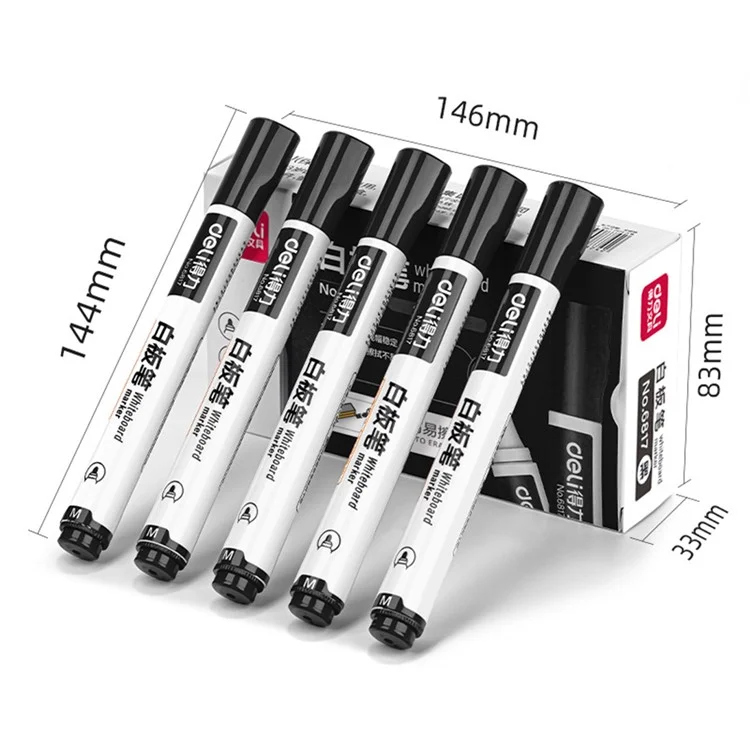 DELI 6817 10-Pack Whiteboard Pens Water-Based 1.8mm Tip Erasable Markers for Writing - Red