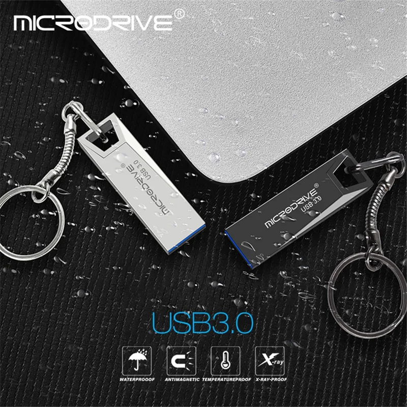MICRODRIVE 64GB Metal U-disk Computer Laptop USB 3.0 Flash Drive - Silver