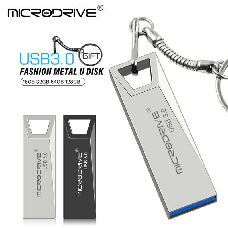 MICRODRIVE 64GB Metal U-disk Computer Laptop USB 3.0 Flash Drive - Black