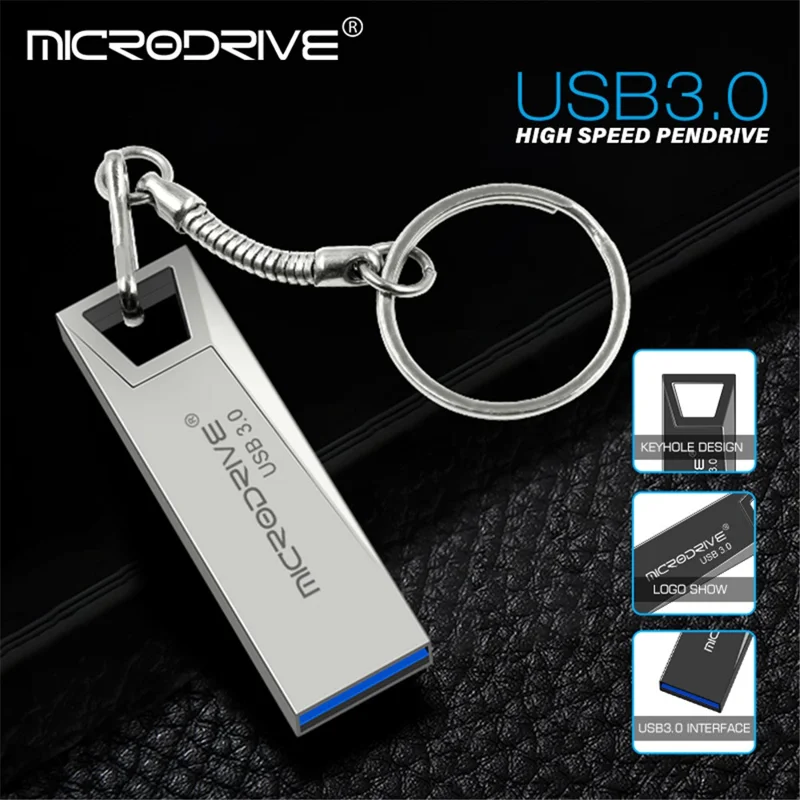 MICRODRIVE 32GB Metal U-disk High Speed Computer Laptop USB 3.0 Flash Drive - Silver