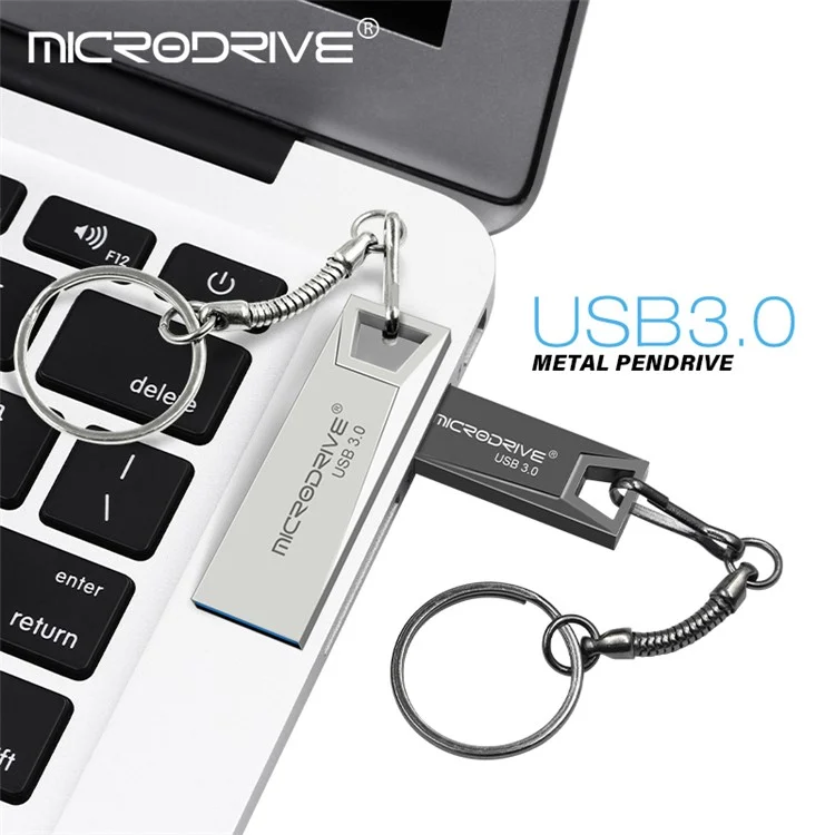MICRODRIVE Portable 128 Go Clé USB 3.0 en métal pour ordinateur portable - Argent