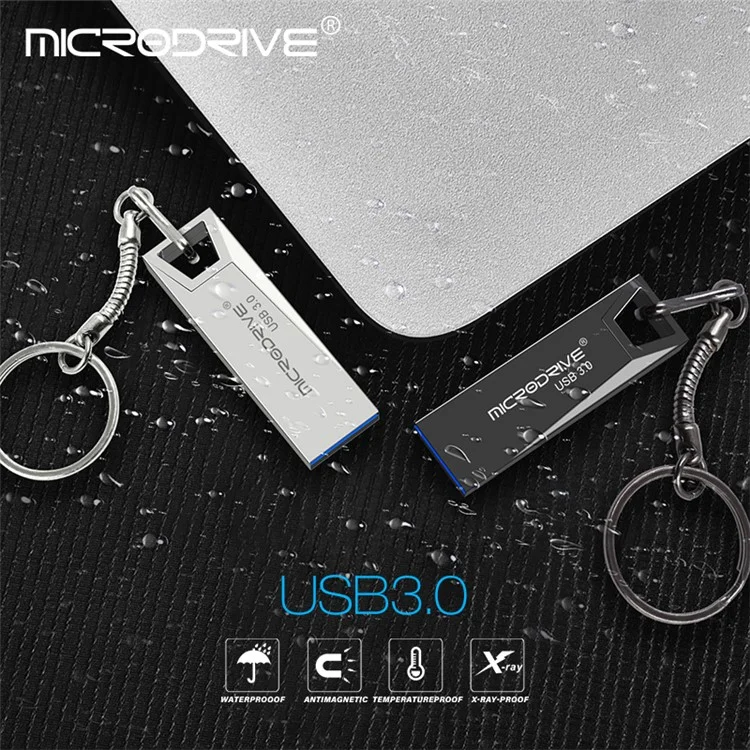 MICRODRIVE Portable 128 Go Clé USB 3.0 en métal pour ordinateur portable - Argent