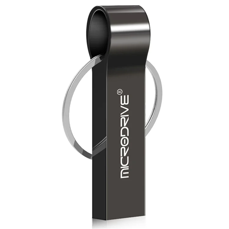MICRODRIVE 32GB USB 2.0 Flash Drive Portable Metal Thumb Drive with Key Ring - Black