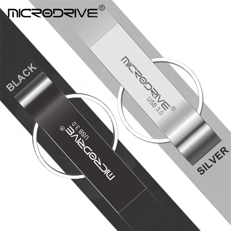 Microdrive 64GB Metal Portátil USB 3.0 Disparo Flash Dipe Con Anillo de Llave - Plata