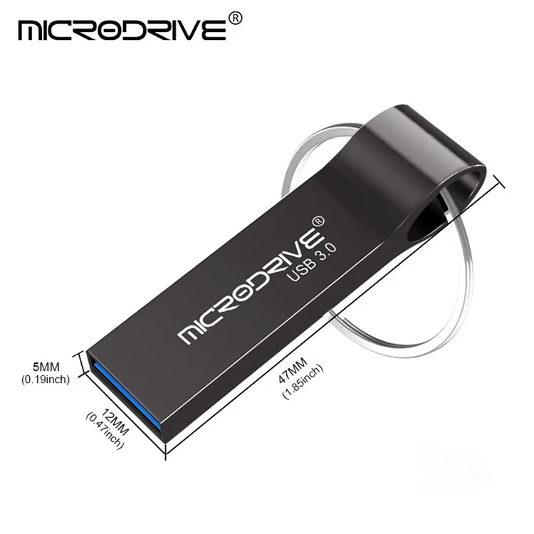 Microdrive 64GB Metal Portátil USB 3.0 Disparo Flash Dipe Con Anillo de Llave - Plata