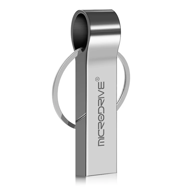 MICRODRIVE Clé USB 16 Go 2.0 Portable avec Porte-clés Métal Mémoire Stick - Argent 