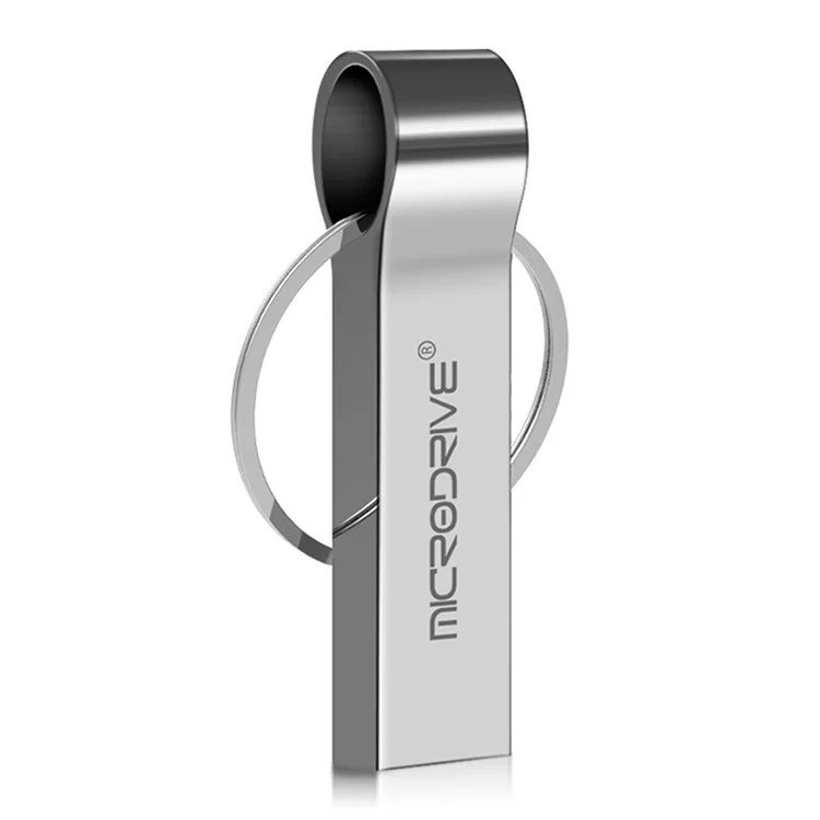MICRODRIVE 128GB Metal Thumb Memory Stick USB 2.0 Flash Drive mit Schlüsselring - Silber