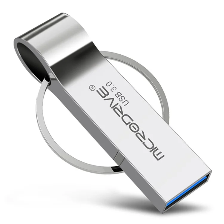 MICRODRIVE 32GB Key Ring Design USB 3.0 Flash Drive Portable Memory Thumb Drive - Silver