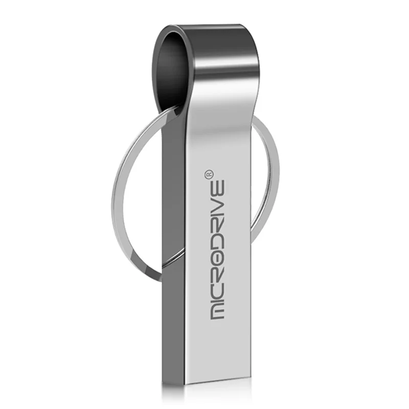 MICRODRIVE 8GB Plug and Play USB 2.0 Flash Drive Data Thumb Stick with Key Ring - Silver