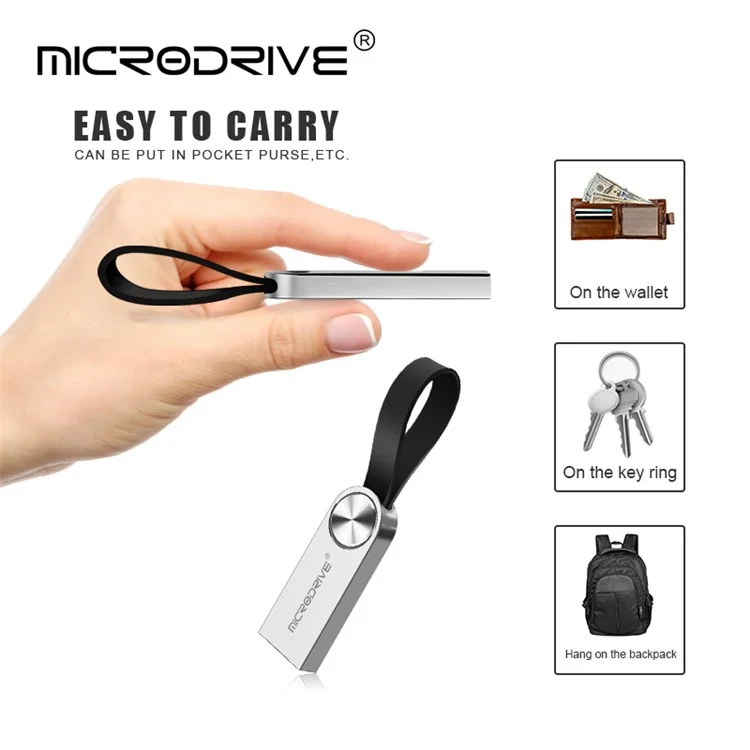 MICRODRIVE 4GB Metal USB Flash Drive CD Veins Round Decor USB 2.0 U-disk - Silver