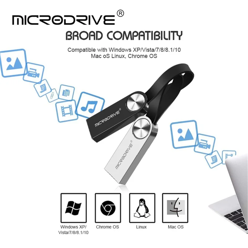 MICRODRIVE 64GB USB Flash Drive CD Veins Decor USB 2.0 Computer U-disk - Black