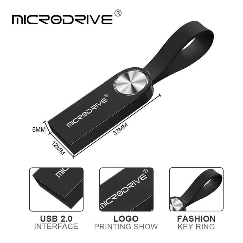 MICRODRIVE 64GB USB Flash Drive CD Veins Decor USB 2.0 Computer U-disk - Black