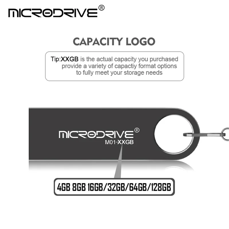 MICRODRIVE E9 64GB U-disk Metal USB 2.0 Memory Stick for Computer Laptop - Black
