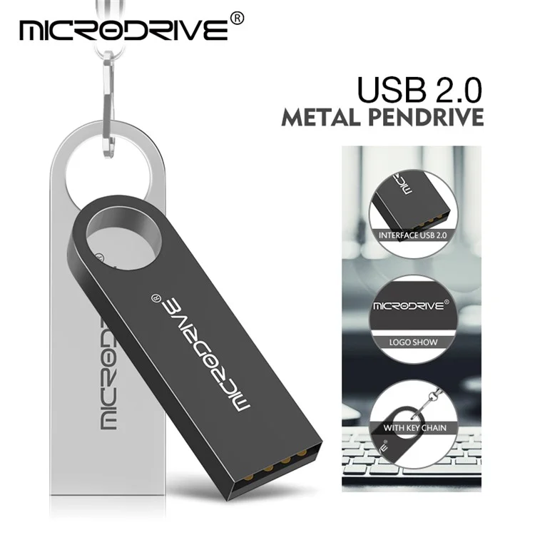 MICRODRIVE E9 4GB Metal U-disk USB 2.0 Memory Stick Computer Flash Drive - Black