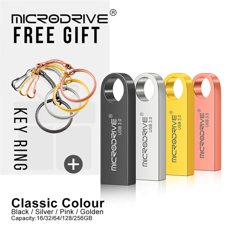 MICRODRIVE E9 Portable 16GB High Speed USB 3.0 Memory Stick Metal U-disk - Black