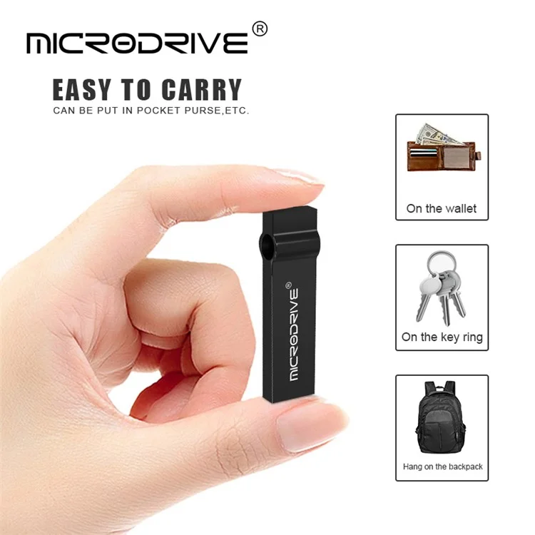 MICRODRIVE 16GB Computer Laptop Waterproof USB 2.0 Flash Drive Thumb Drive USB Stick - Black