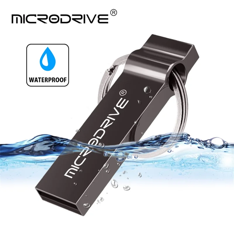 MICRODRIVE 8GB Metal Memory Stick Waterproof USB 2.0 Flash Drive - Silver