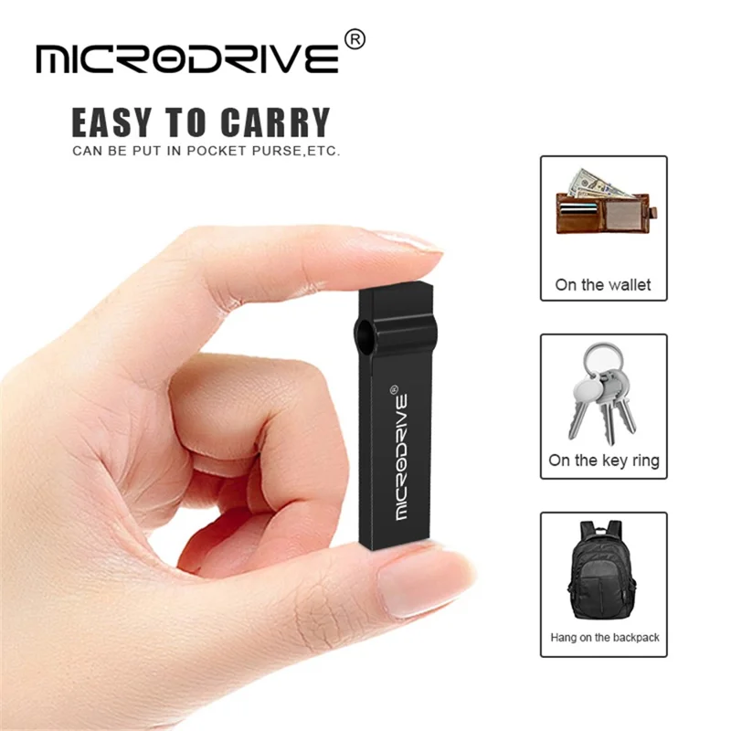 MICRODRIVE 8GB Metal Memory Stick Waterproof USB 2.0 Flash Drive - Silver