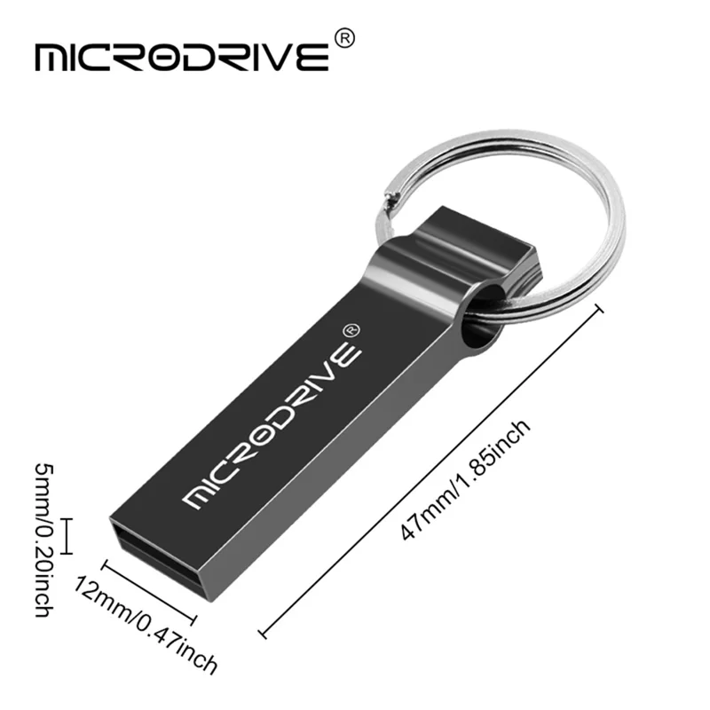 MICRODRIVE 8GB Metal Memory Stick Waterproof USB 2.0 Flash Drive - Silver