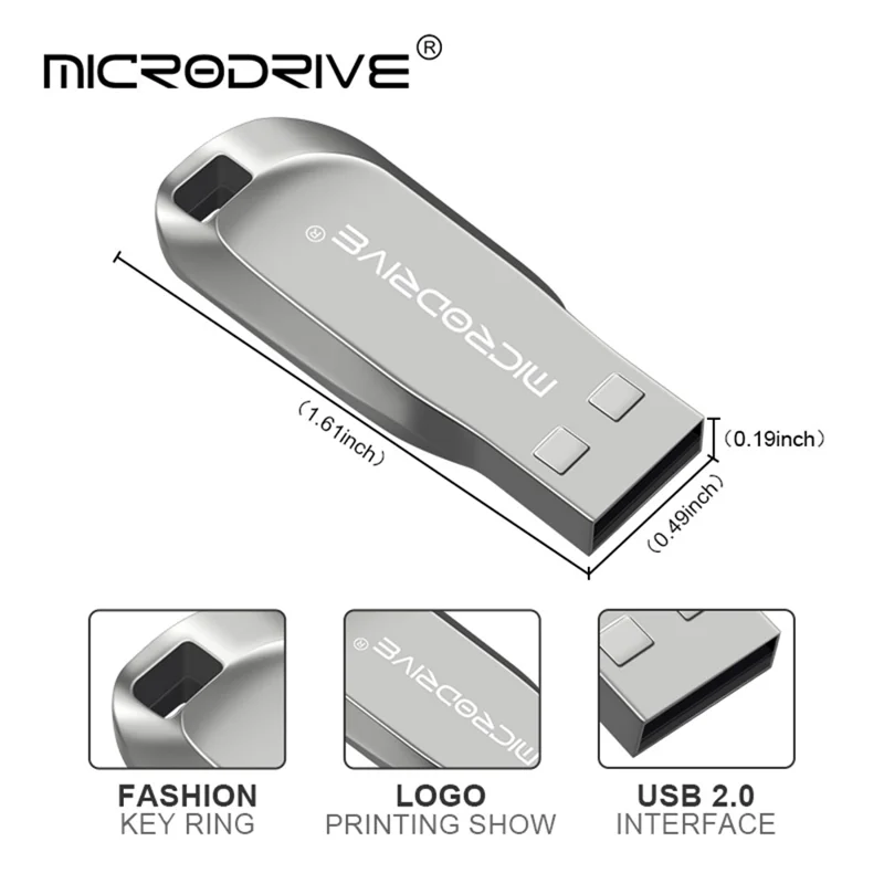 MICRODRIVE CZ50 32GB Waterproof USB 2.0 Flash Drive U Disk Data Thumb Stick - Silver