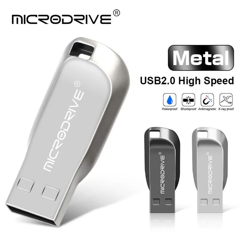 MICRODRIVE CZ50 32GB Waterproof USB 2.0 Flash Drive U Disk Data Thumb Stick - Silver
