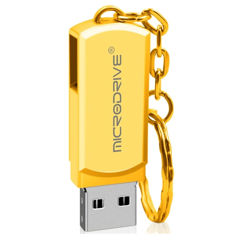 MICRODRIVE 16GB USB 2.0 Flash Drive Memory Thumb Drive USB Stick with Key Ring - Gold