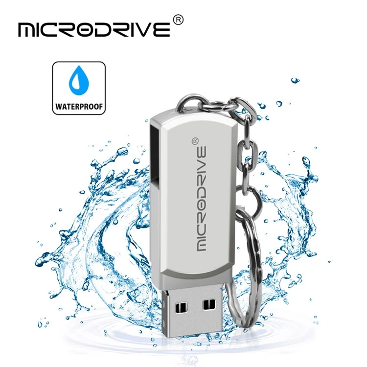 MICRODRIVE 16GB USB 2.0 Flash Drive Memory Thumb Drive USB Stick with Key Ring - Gold