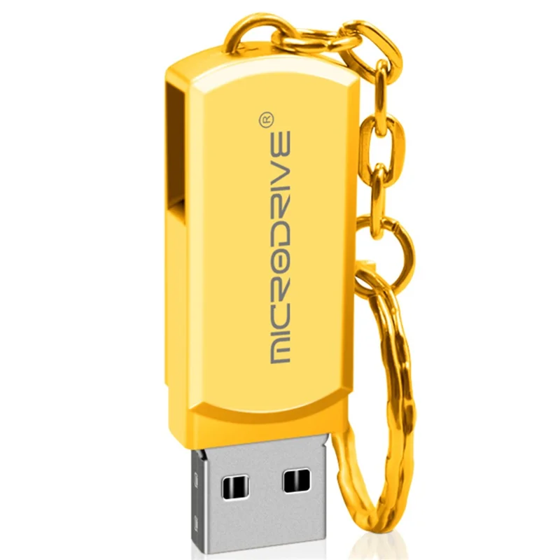 MICRODRIVE 8GB Computer Thumb Drive USB Stick Key Ring Design USB 2.0 Flash Drive - Gold