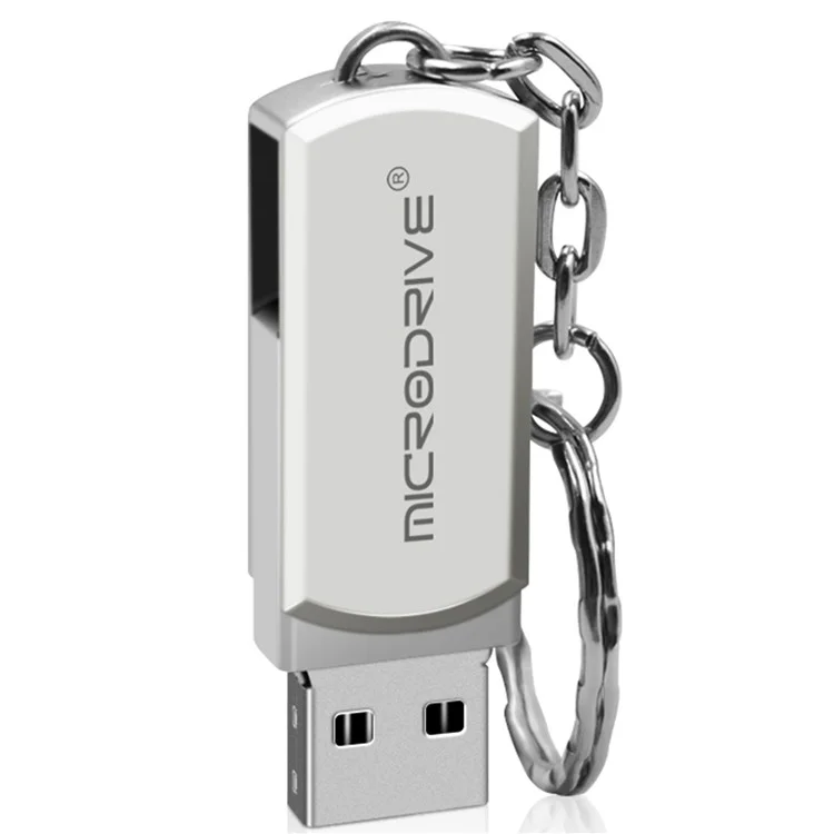 MICRODRIVE 4GB Carte de stockage de données Clé USB 2.0 avec anneau porte-clés design - Gris