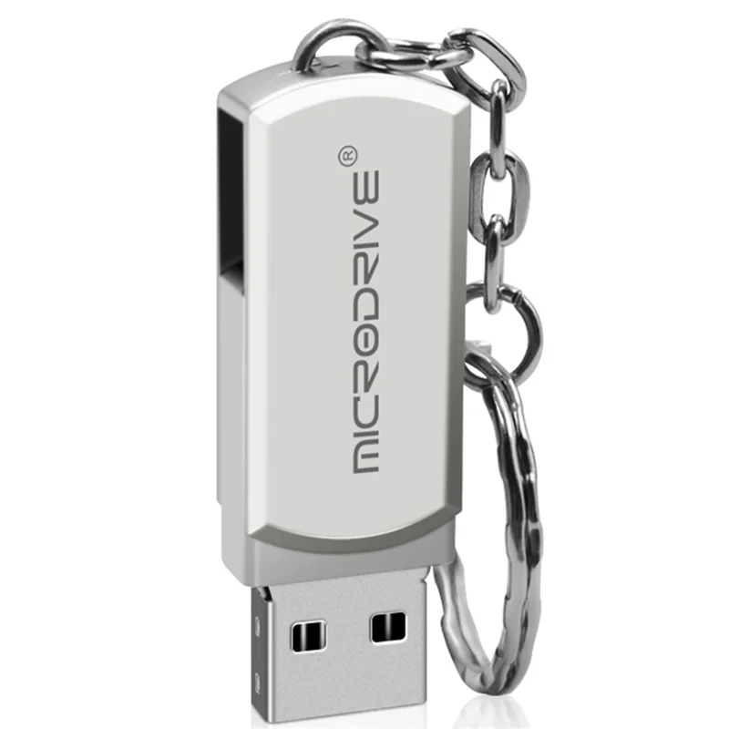 MICRODRIVE 64GB Compact Thumb Drive USB Stick Key Ring Design USB 2.0 Flash Drive - Grey