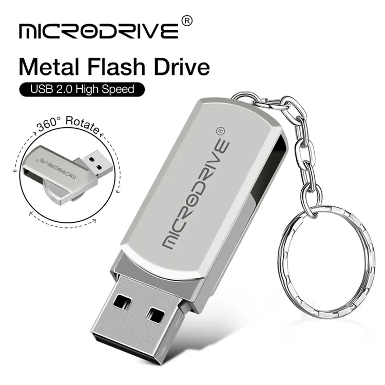 MICRODRIVE 64GB Compact Thumb Drive USB Stick Key Ring Design USB 2.0 Flash Drive - Gold
