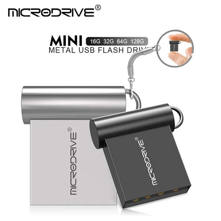 Microdrive 4GB USB 2.0 Mini Metal Flash Drive Com Gancho - Cinza