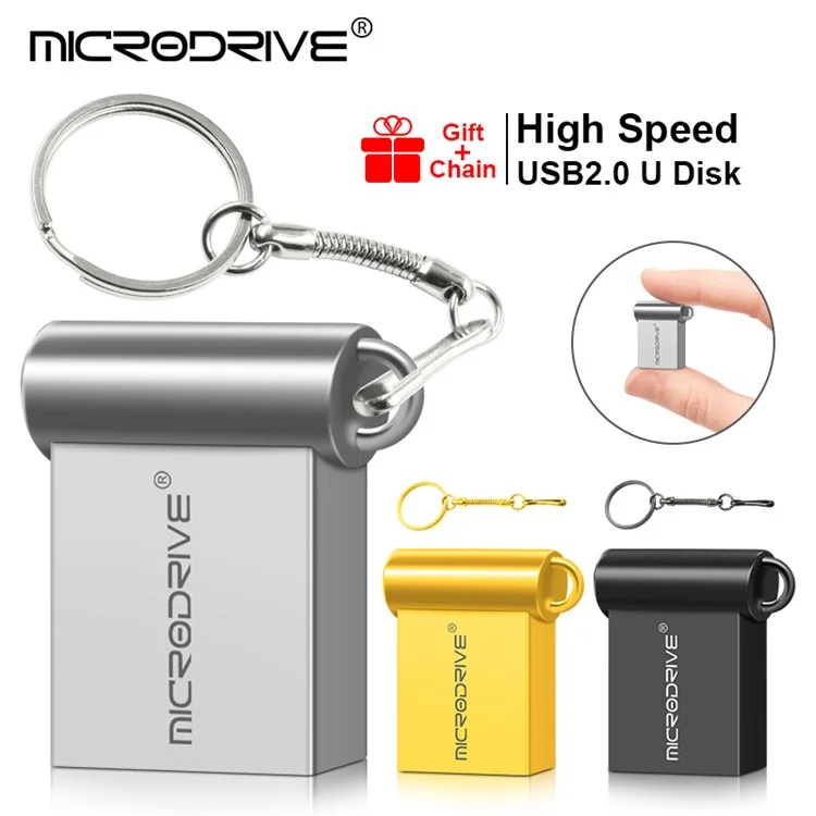 Microdrive 4GB USB 2.0 Mini Metal Flash Drive Com Gancho - Cinza