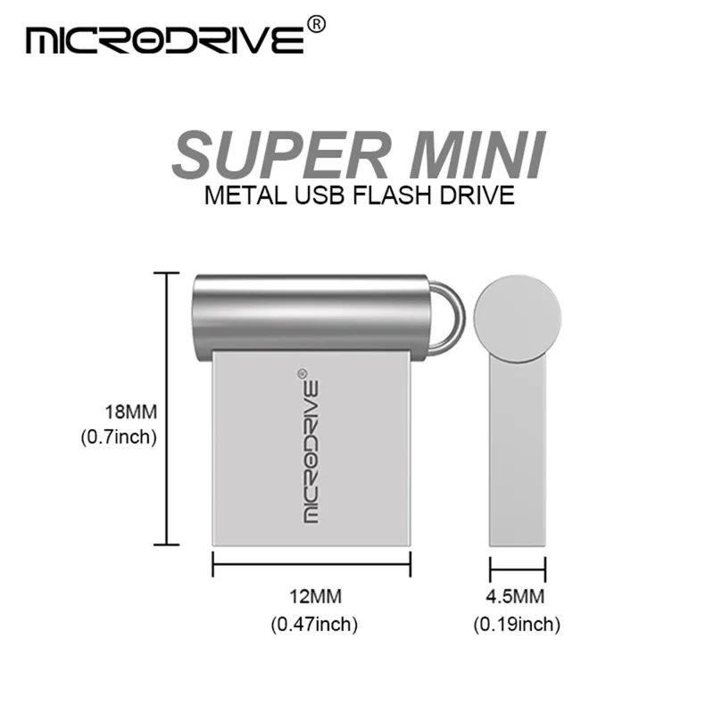 MICRODRIVE 4GB USB 2.0 Mini Metal Flash Drive with Hook - Gold