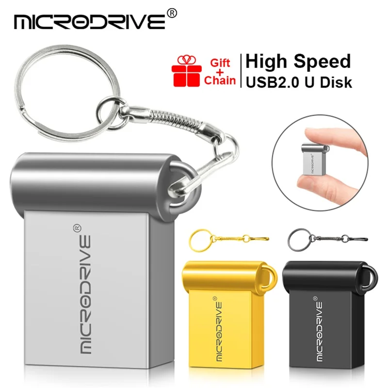 MICRODRIVE 64GB USB 2.0 Mini Metal U-Disk Portable Flash Drive - Grey
