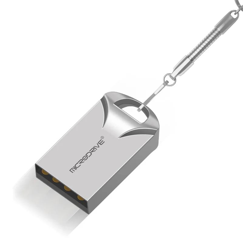 MICRODRIVE 32GB Metal Flash Drive Portable Mini USB 2.0 U-Disk - Silver