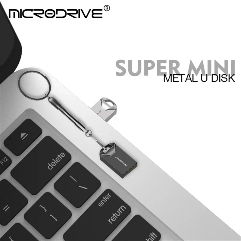 MICRODRIVE 64GB USB 2.0 Flash Drive Portable Mini Metal U-Disk - Black