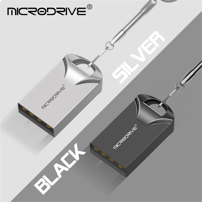 MICRODRIVE 64GB USB 2.0 Flash Drive Portable Mini Metal U-Disk - Black